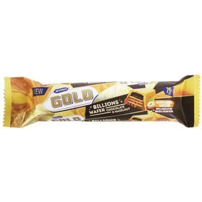 A pack of McVitie's Gold Billions Wafer Chocolate & Hazelnut bars.