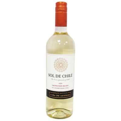 A bottle of Sol de Chile Sauvignon Blanc wine.