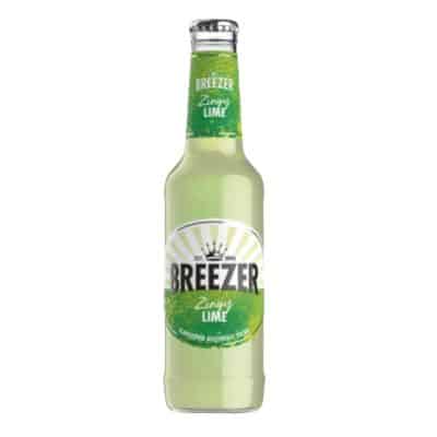 A bottle of Bacardi Breezer Lime, a refreshing pre-mixed cocktail of rum and lime.