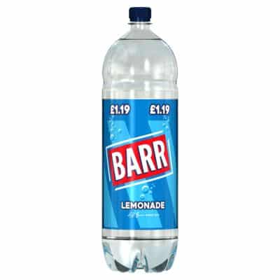 A 2L bottle of Barr Lemonade.