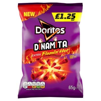 A bag of Doritos Dinamita Extra Flamin' Hot.