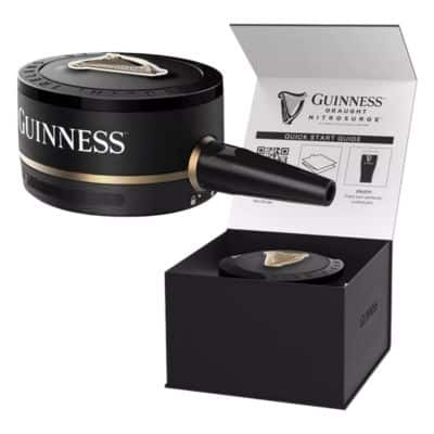 The Guinness Nitrosurge device, a sleek black pouring device.