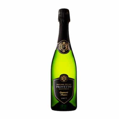 Provetto Spumante Bianco Brut sparkling wine bottle.