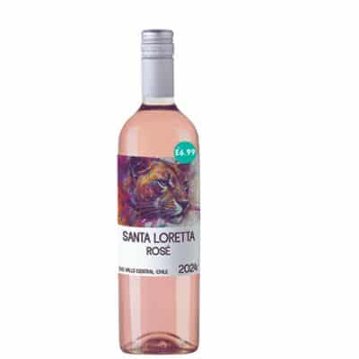 Santa Loretta Merlot Rosé bottle, featuring a bird graphic on the label.