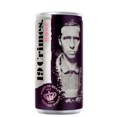 19 Crimes Rosé Cans (12 x 18.7cl), Rosé wine cans, strawberry, raspberry, floral notes, Goldenacre Wines UK.