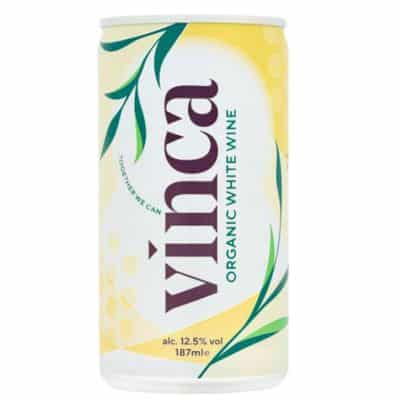 Vinca Organic White Wine Cans (12 x 187ml), organic white wine, citrus notes, recyclable cans, Goldenacre Wines UK.